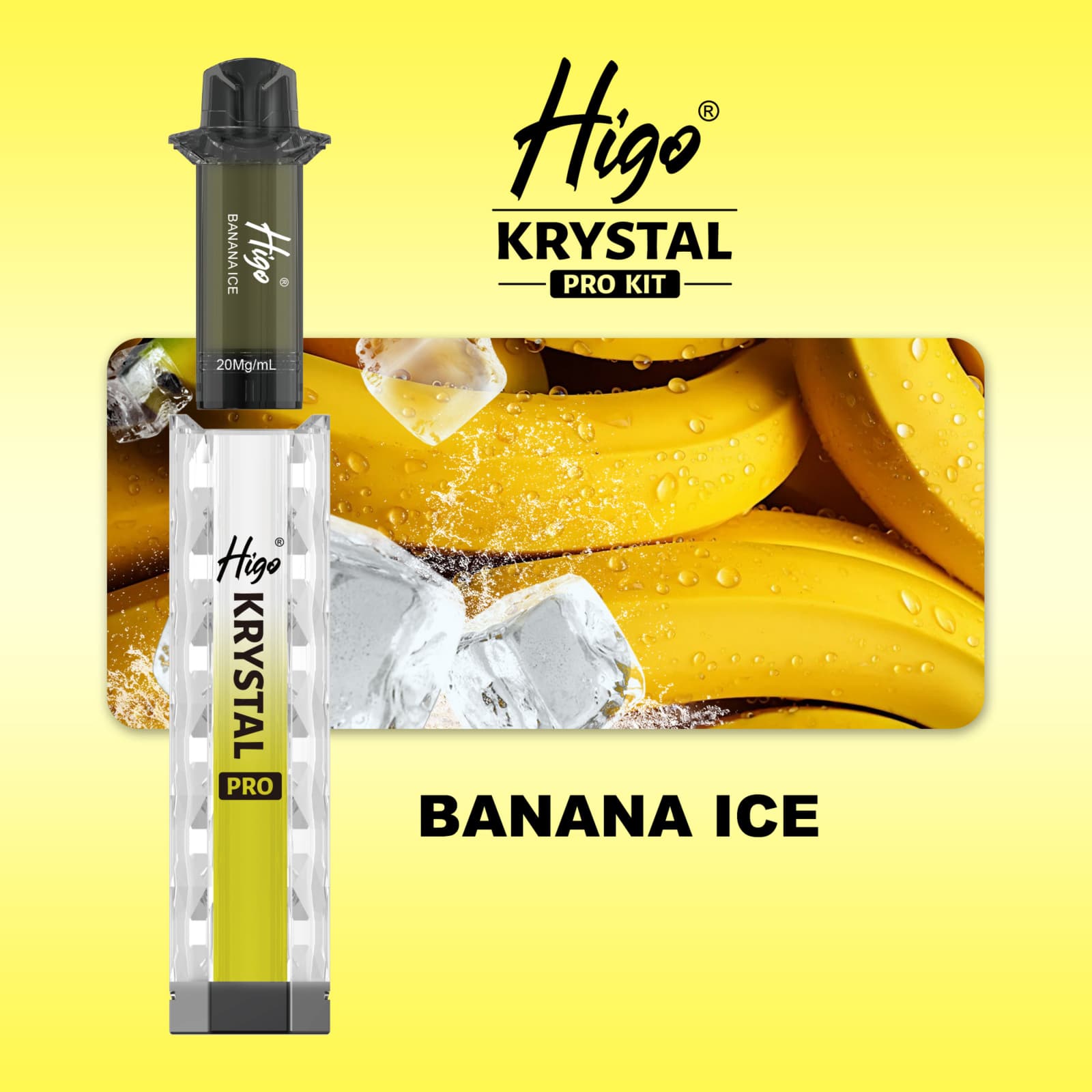 Higo Krystal pro kit 600 puffs - Banana Ice UNITY PACK Higo Krystal pro kit 600 puffs - Banana Ice UNITY PACK