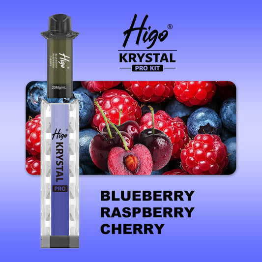 Higo Krystal pro kit 600 puffs - Blueberry Raspberry Cherry