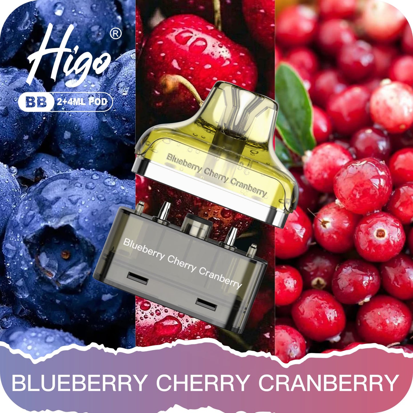Higo BB 4000 Puffs Pod Kit - Blueberry Cherry Cranberry
