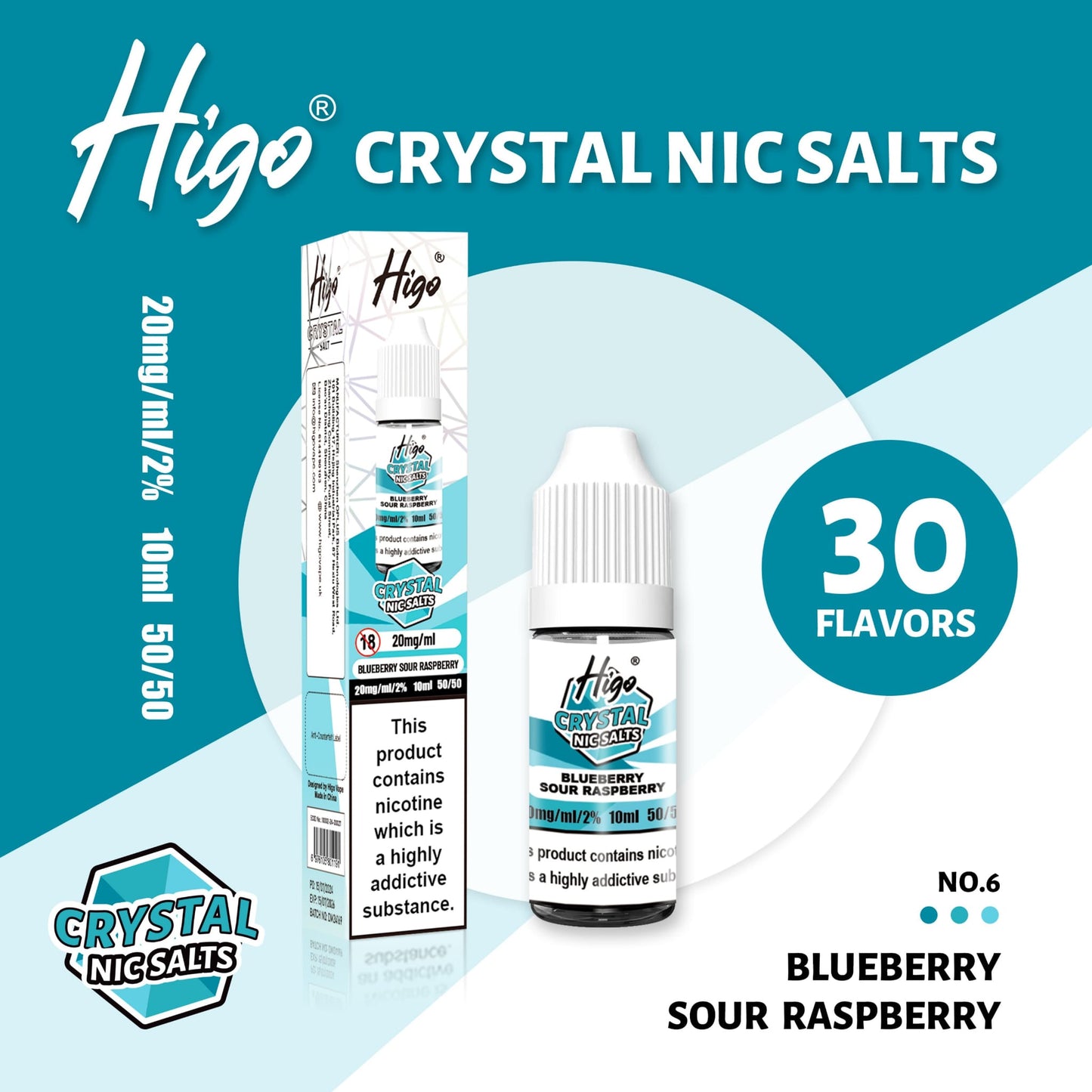 Higo Crystal 10ml Nic Salt - Blueberry Sour Raspberry