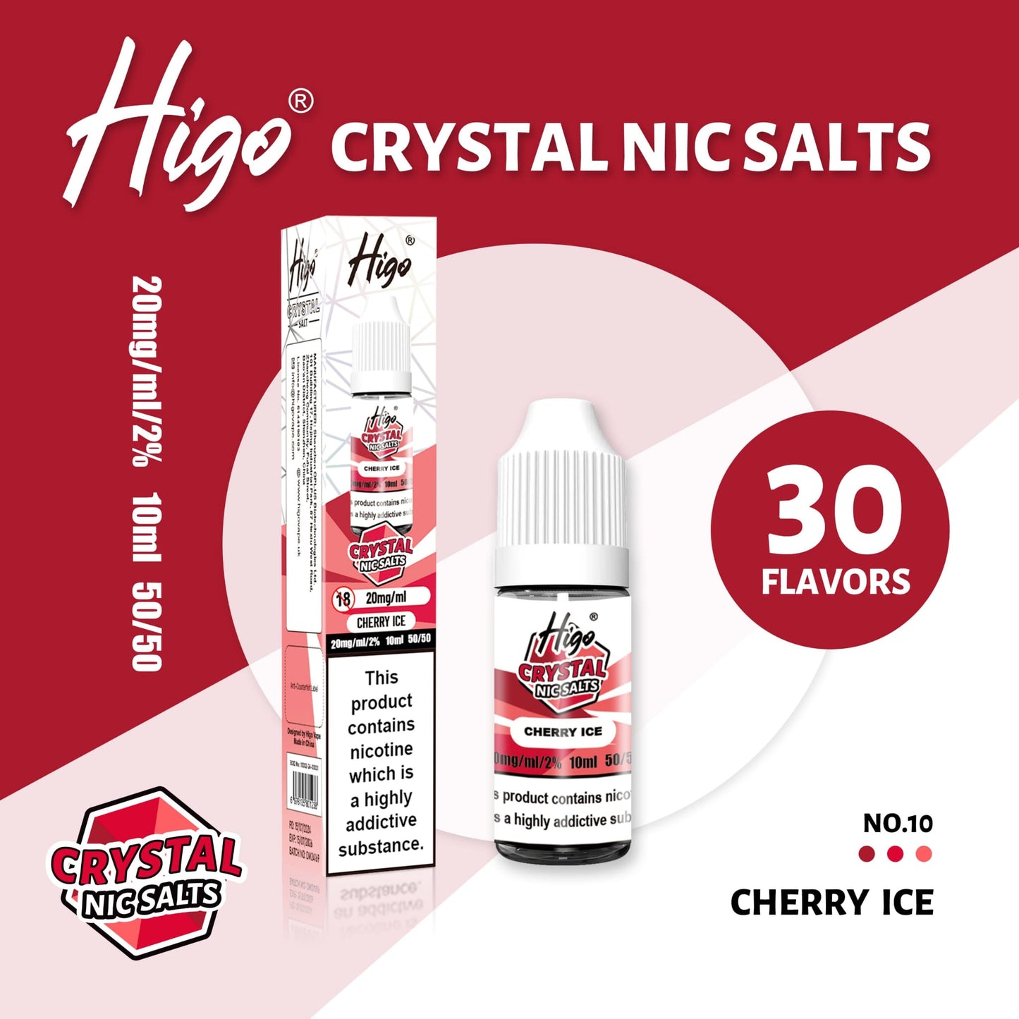 Higo Crystal 10ml Nic Salt - Cherry Ice