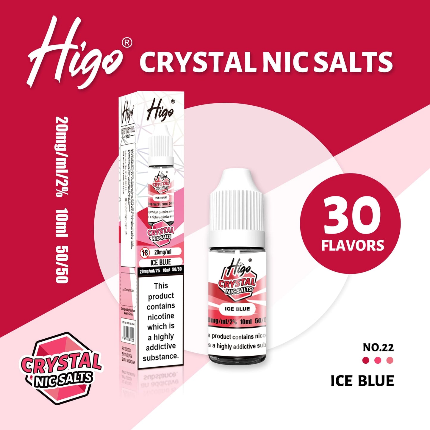 Higo Crystal 10ml Nic Salt - Ice Blue