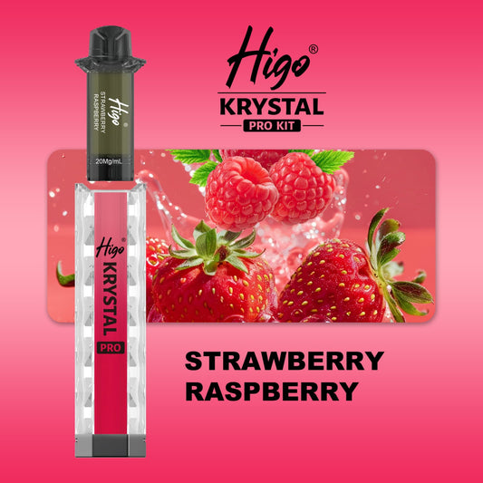Higo Krystal pro kit 600 puffs - Strawberry Raspberry