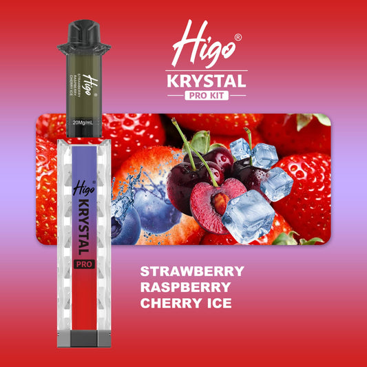 Higo Krystal pro kit 600 puffs - Strawberry Raspberry Cherry Ice