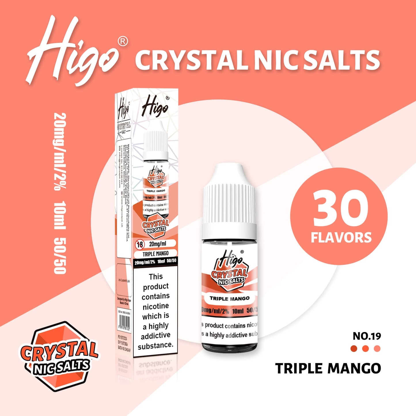 Higo Crystal 10ml Nic Salt - Triple Mango