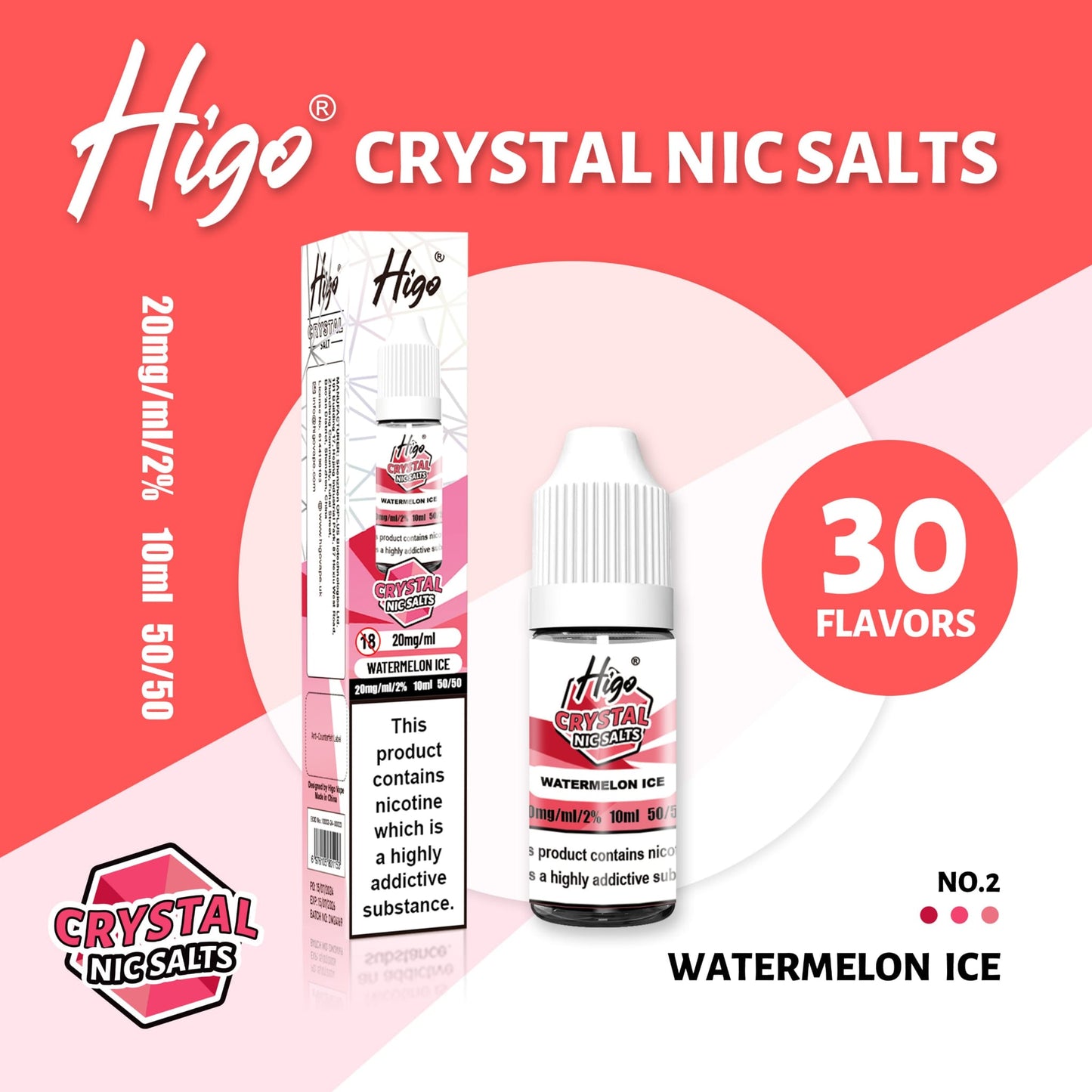 Higo Crystal 10ml Nic Salt - Watermelon Ice