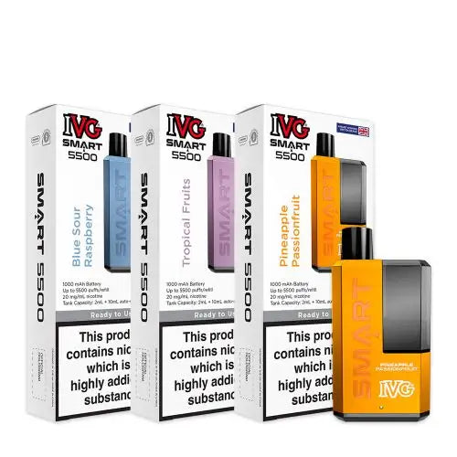 IVG Smart 5500 Puffs Refillable Rechargeable Disposable Vape Kit UNITY PACK IVG Smart 5500 Puffs Refillable Rechargeable Disposable Vape Kit UNITY PACK