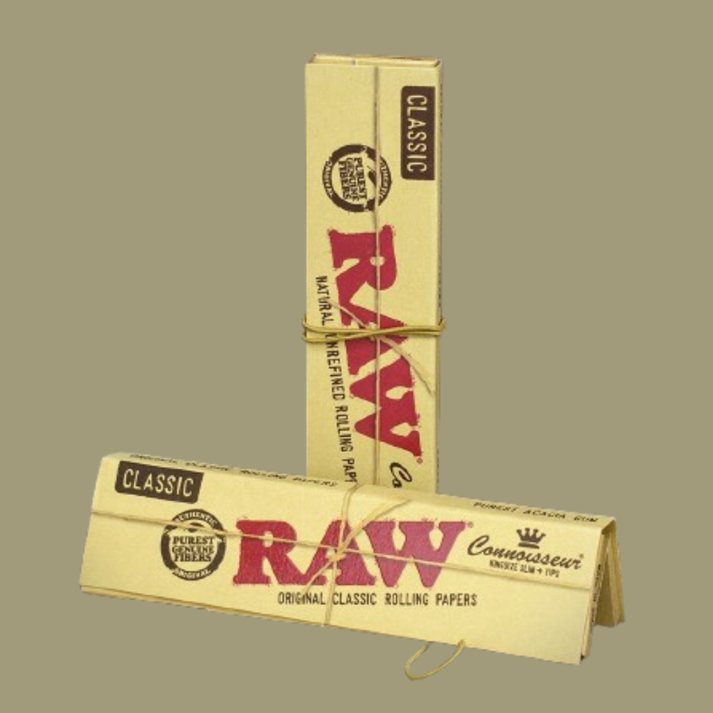 RAW Classic Connoisseur King Size Slim Rolling Papers & Tips Natural unrefined rolling paper