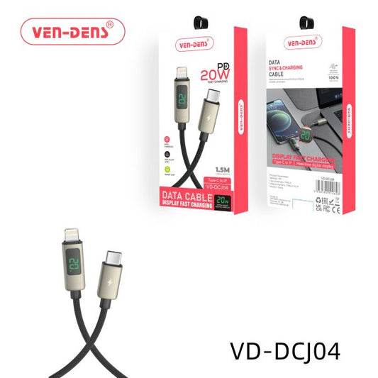 ype-C to Lightning - Display Fast Charging Data Sync & Charging Cable 1.5 Meter 20W Ven-Dens