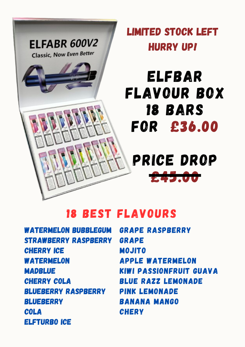 Elfbar 600 Puffs V2 18 Bars Flavour Box