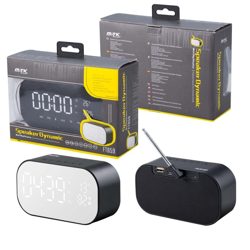 Bluetooth Speaker with Alarm and LED Display Thermometer