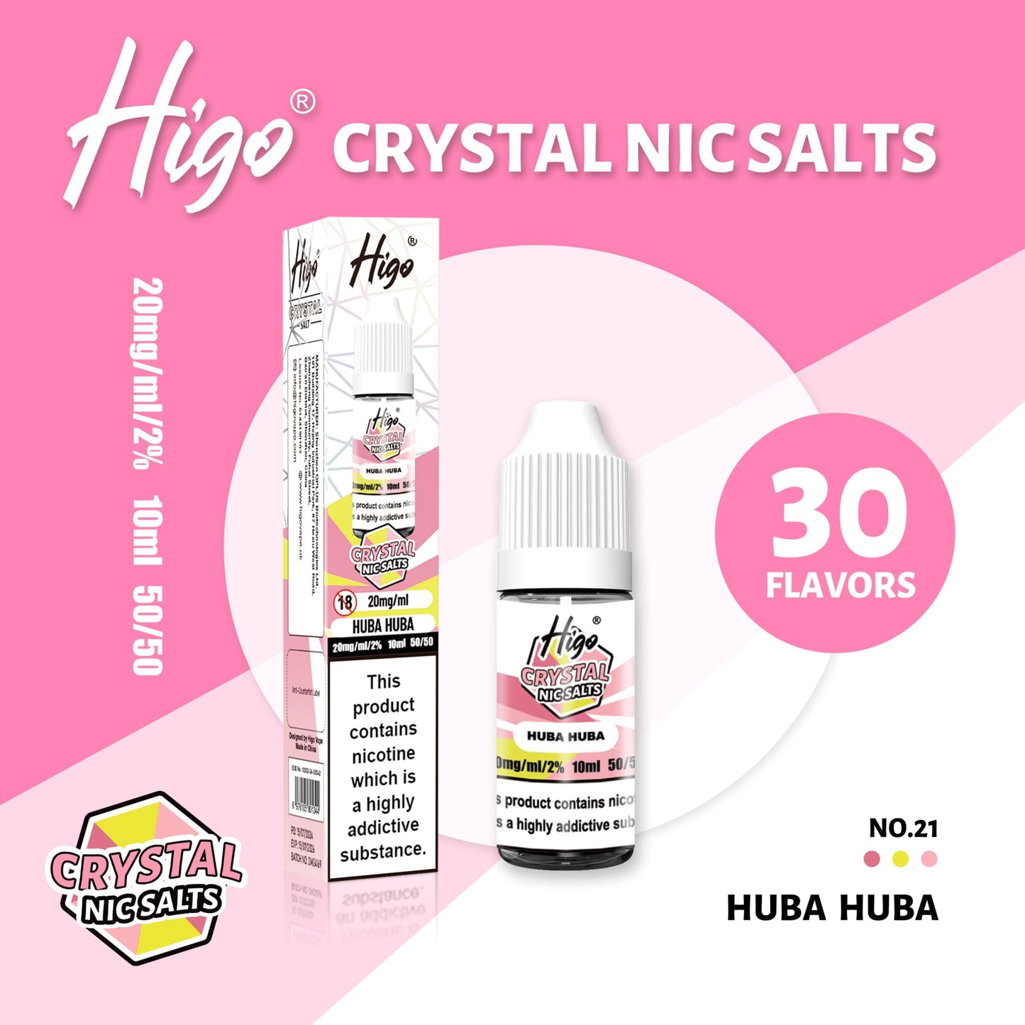 Higo Crystal 10ml Nic Salt 10s Pack - Huba Huba