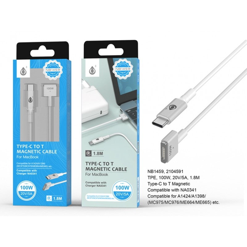 MTK 100W Type-C to T Magnetic Cable for Mac Book, 1.8M TPE OD3.0, (5.0A)