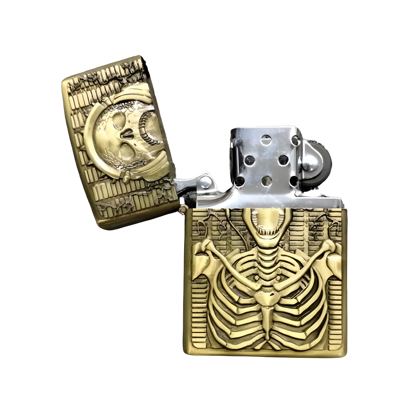 Golden Engraved Fancy Patrol Lighter: Discover the Unique Textures in This Four Pack