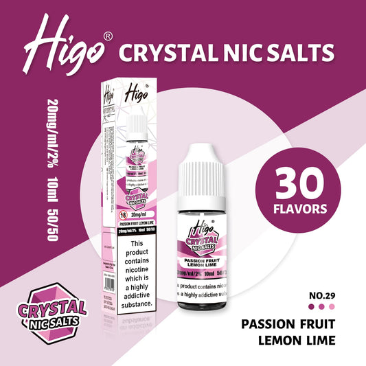 Higo Crystal 10ml Nic Salt - Passion fruit Lemon Lime
