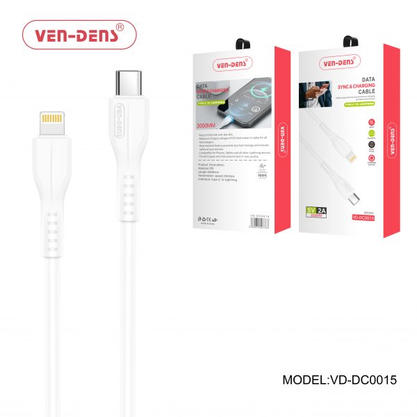 Type-C to Lightning 2A 5V Charging and Data Sync Cable by Ven-Dens