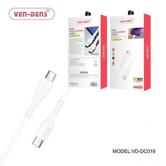 Type-C to Type-C 2A Charging and Data Sync Cable Ven-Dens