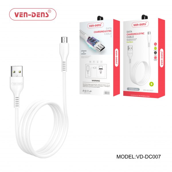 USB TO MICRO 2A 5V CHARGING AND DATA SYNC CABLE VEN-DENS