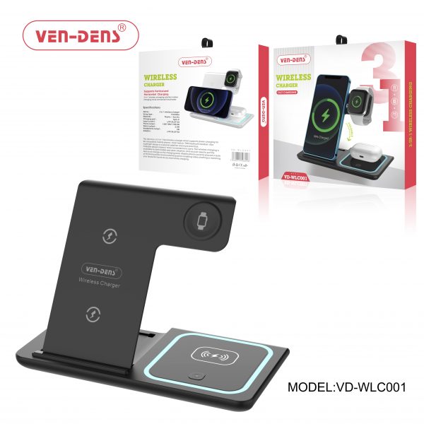 VEN-DENS 3 in 1 WIRELESS CHARGER  FOR WATCH, MOBILE AND EARPODS VEN-DENS