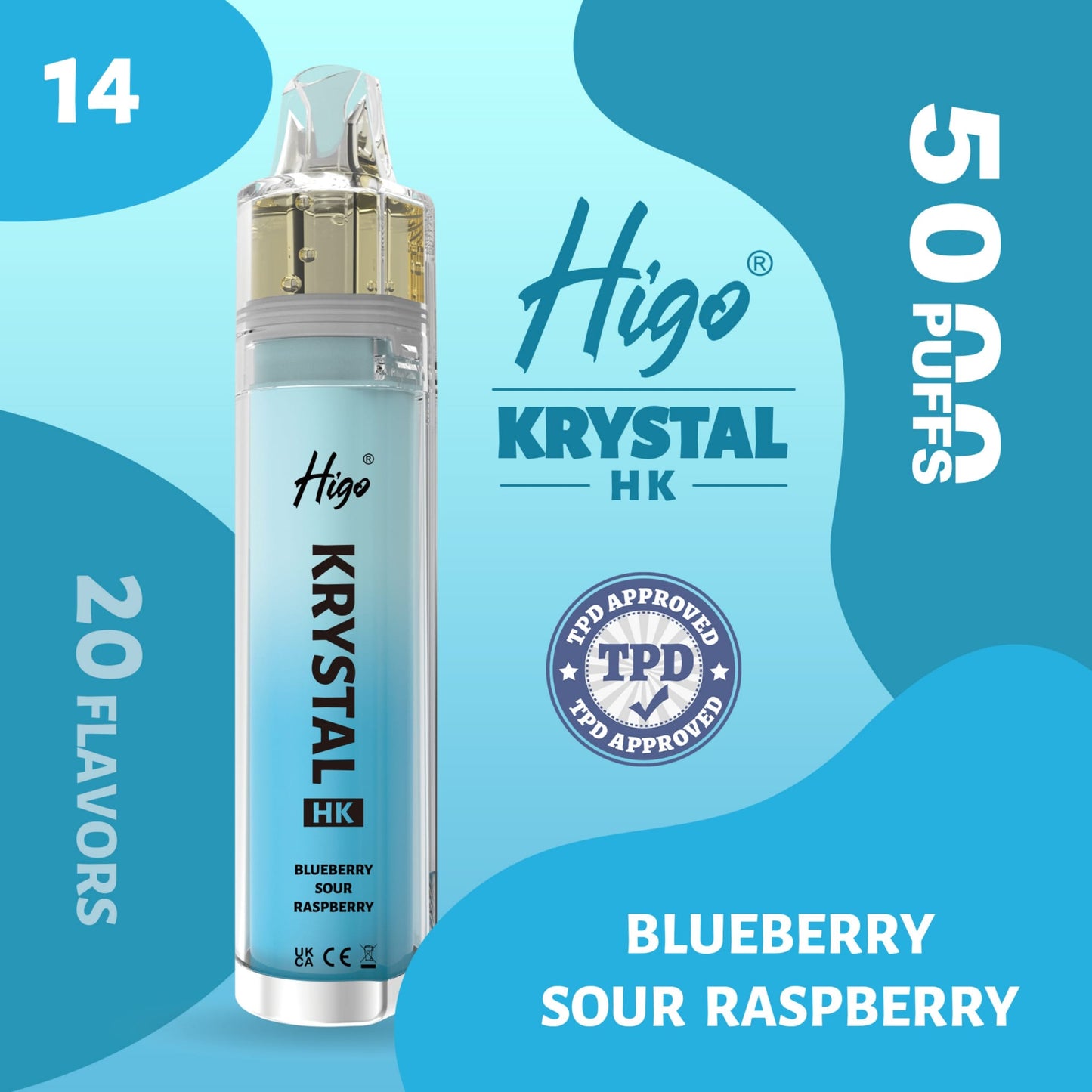 Higo Krystal HK 5000 puffs Vape - Blueberry Sour Raspberry