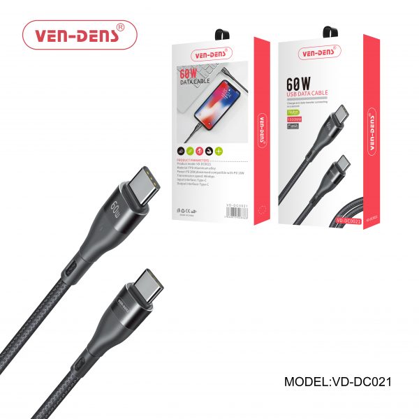 TYPE C TO TYPE C - CHARGING CABLE 60W FAST CHARGING 1.5 METER VEN-DENS