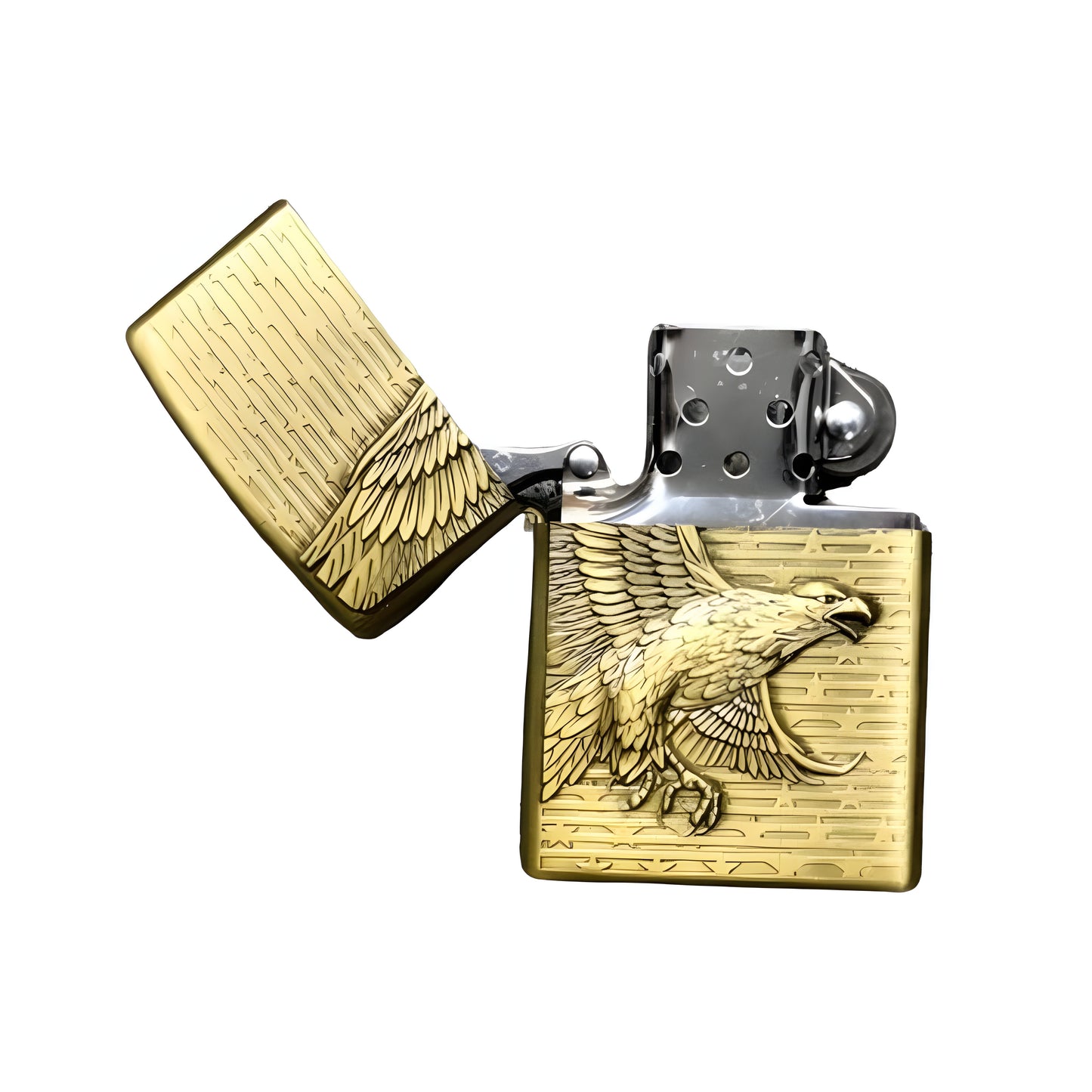 Golden Engraved Fancy Patrol Lighter: Discover the Unique Textures in This Four Pack