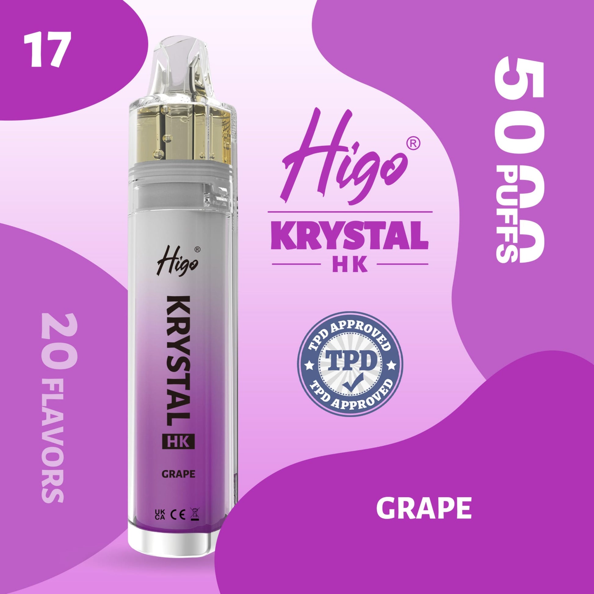 Higo Krystal HK 5000 puffs Rechargeable Vape - Grape UNITY PACK Higo Krystal HK 5000 puffs Rechargeable Vape - Grape UNITY PACK