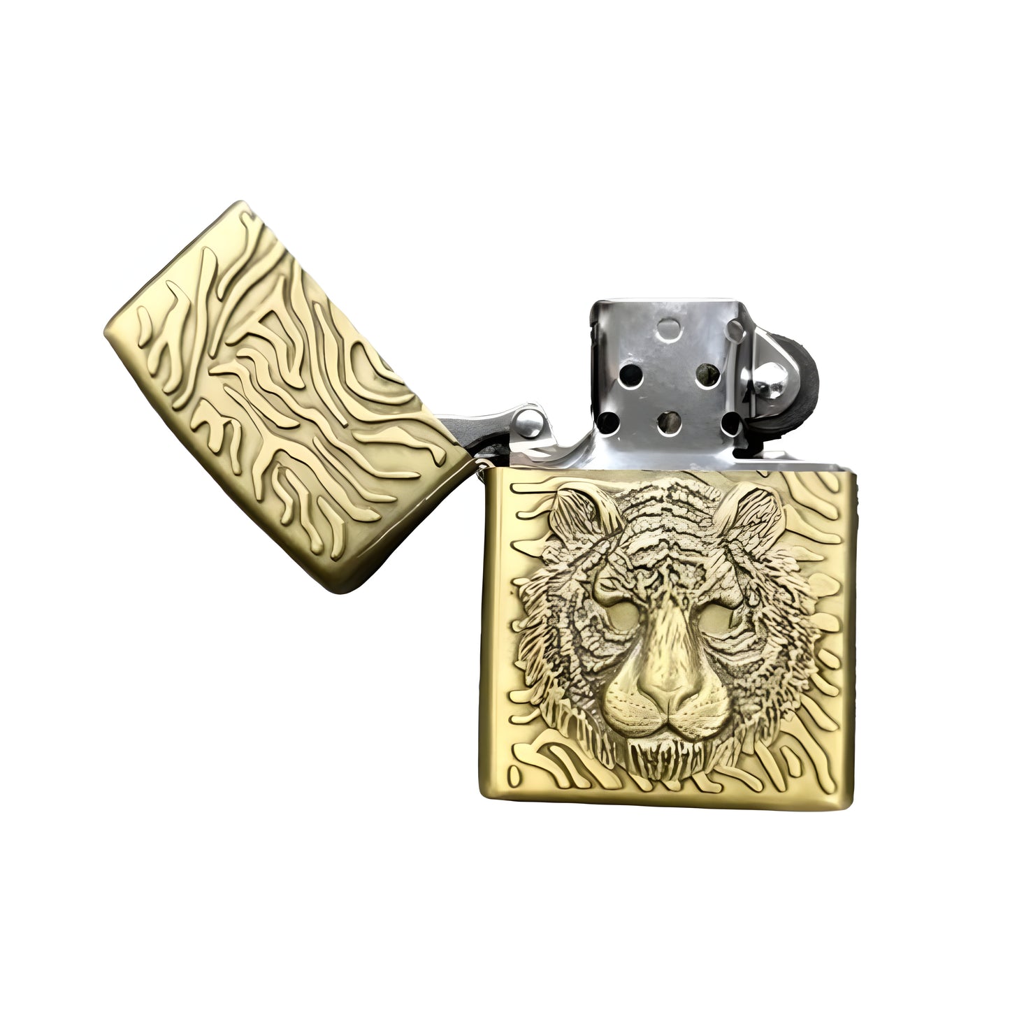 Golden Engraved Fancy Patrol Lighter: Discover the Unique Textures in This Four Pack