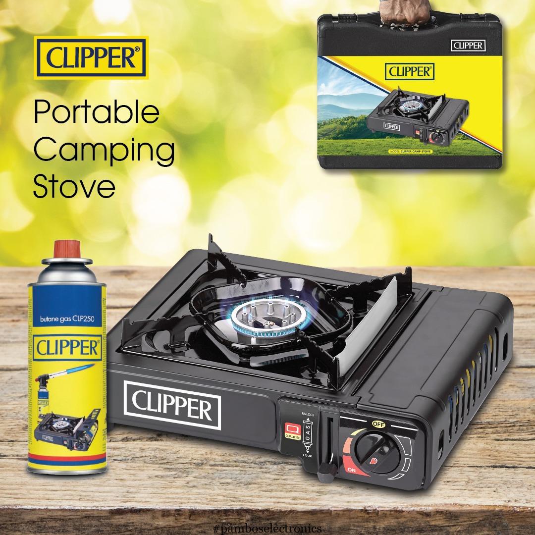 Clipper Portable Camping Stove with 4 Clipper butane gas canisters