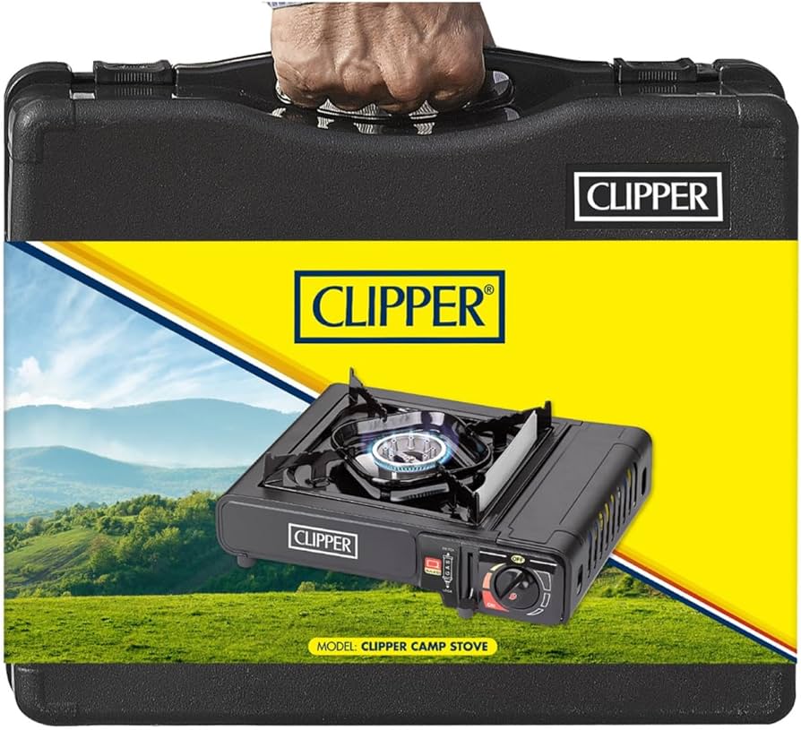 Clipper Portable Camping Stove with 4 Clipper butane gas canisters