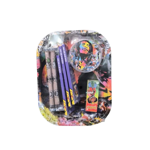 Bob Marley Smoking Kit Plastic Grinder, Rolling Tray, Rolling Machine and Paper
